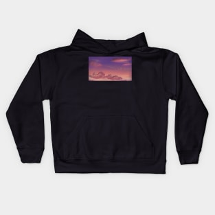 Fly High Sunset Over the Clouds Landscape Painting - Relaxing Scenery Design Kids Hoodie